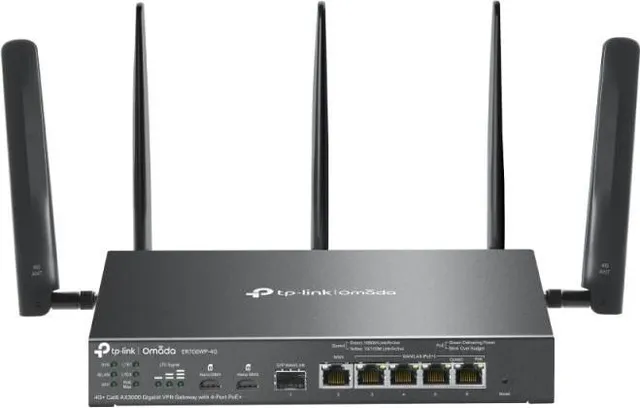Omada 4G+ Cat6 AX3000 Gigabit VPN Gateway with 4-Port PoE+