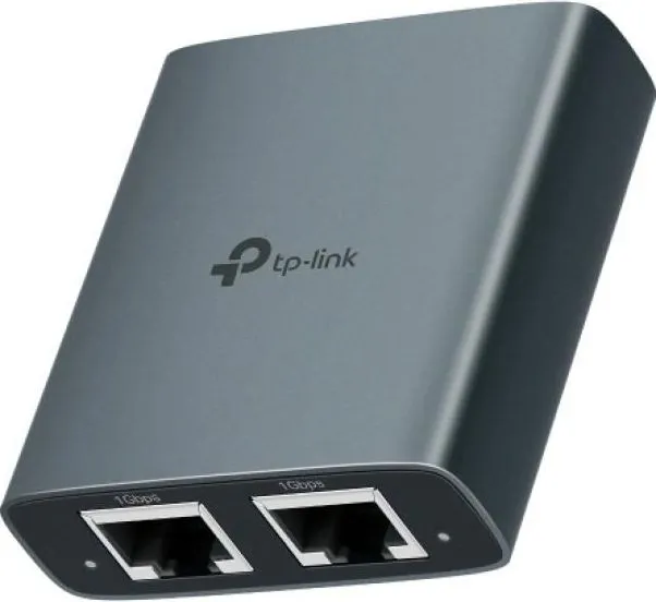 TP Link 1 to 2 Gigabit Ethernet Splitter, 3× 10/100/1000 Mbps RJ45 Ports, alimentare USB-C, 5VDC/0.3A