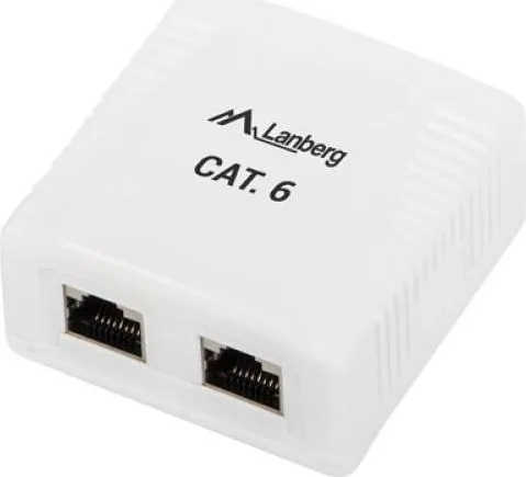 Surface-Mount BOX CAT.6 FTP Shielded 2X RJ45 White Lanberg