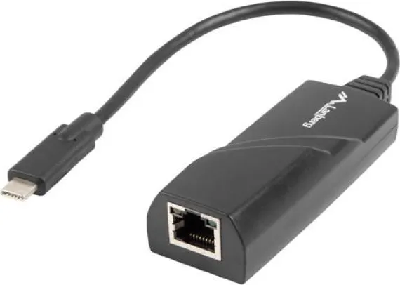 Adaptor retea Lanberg NC-1000-02, USB C/ RJ-45, 0.15 m, Negru