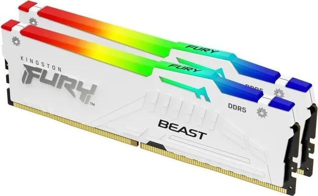 Memorie RAM Kingston FURY Beast RGB White, 32GB DDR5, 6000MHz, CL36