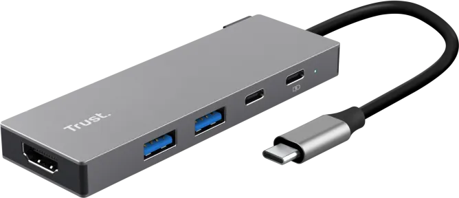 Hub USB Trust Dalyx USB-C, 5 porturi, HDMI, Gri