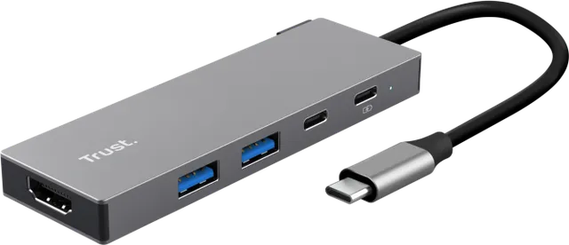 Hub USB Trust Dalyx USB-C, 5 porturi, HDMI, Gri