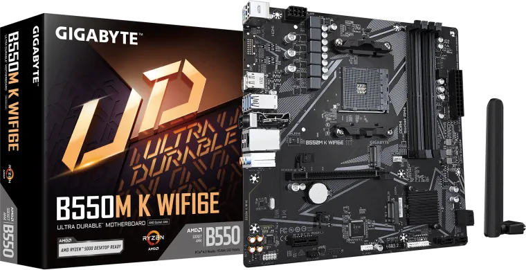 Placa de baza Gigabyte B550M K WIFI6E, Socket AM4, DDR4, Micro-ATX