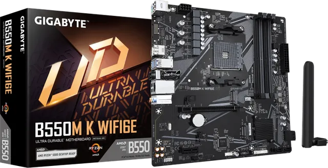 Placa de baza Gigabyte B550M K WIFI6E, Socket AM4, DDR4, Micro-ATX