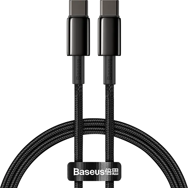 Cablu Baseus Tungsten Gold, USB C/ USB C, 1m, Negru