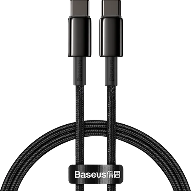 Cablu Baseus Tungsten Gold, USB C/ USB C, 1m, Negru