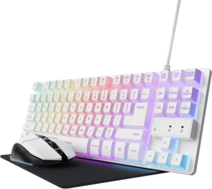 Kit Trust GXT 794W, RGB, USB, Alb, US