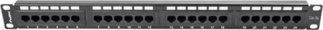 Patch panel 24 porturi 1U 19" Cat.5e UTP negru