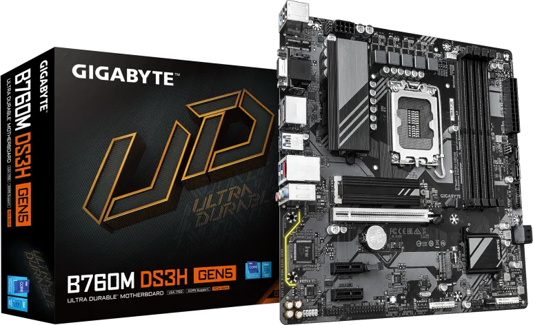 Placa de baza Gigabyte B760M DS3H GEN5, Socket 1700, DDR5, Micro-ATX