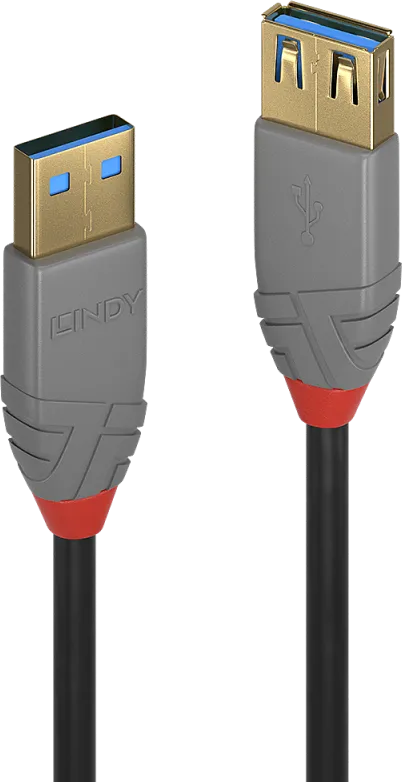 Cablu Lindy Anthra Line, USB A/ USB A, 2 m, Negru