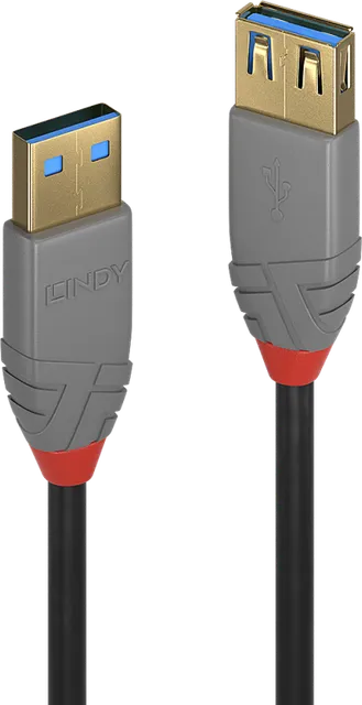 Cablu Lindy Anthra Line, USB A/ USB A, 2 m, Negru