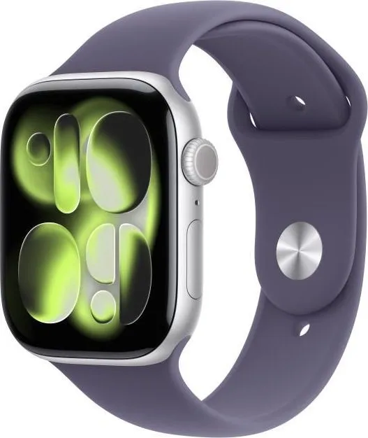 Apple Watch Series 11 GPS + Cellular 46mm Silver Aluminium Case with Purple Fog Sport Band - M/L