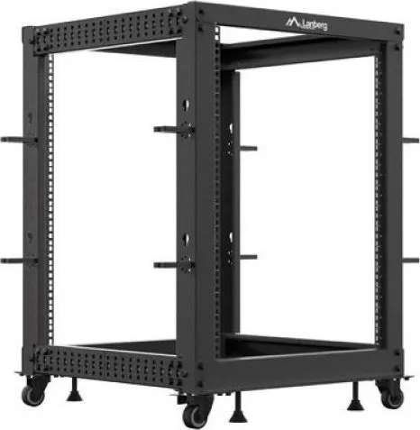Rack deschis 19" 15U, 600x600–1100 reglabil, negru