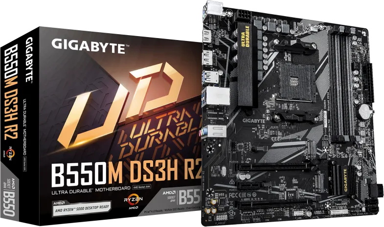 Placa de baza Gigabyte B550M DS3H R2, Socket AM4, DDR4, Micro-ATX
