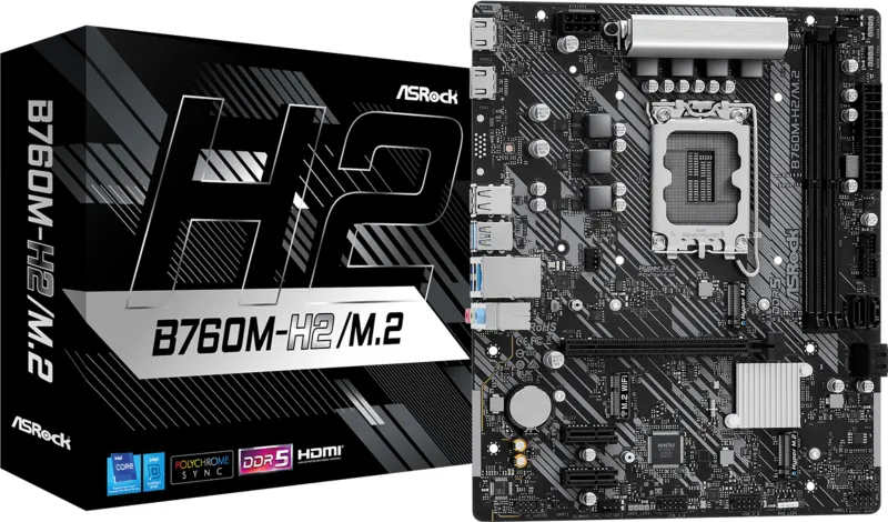 Placa de baza ASRock B760M-H2/M.2, LGA 1700, DDR5, Micro-ATX