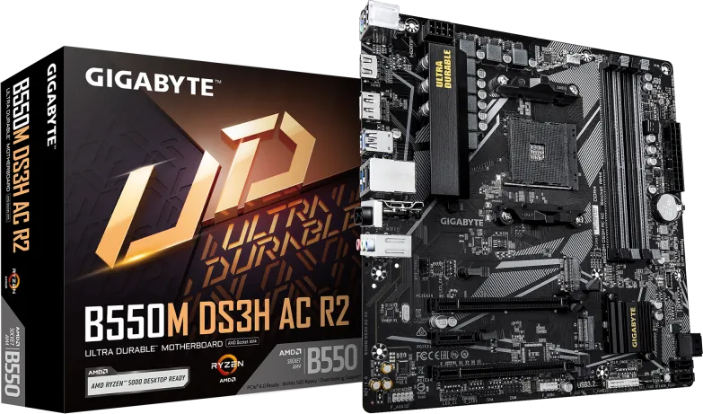 Placa de baza Gigabyte B550M DS3H AC R2, Socket AM4, DDR4, Micro-ATX