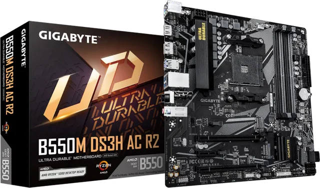 Placa de baza Gigabyte B550M DS3H AC R2, Socket AM4, DDR4, Micro-ATX