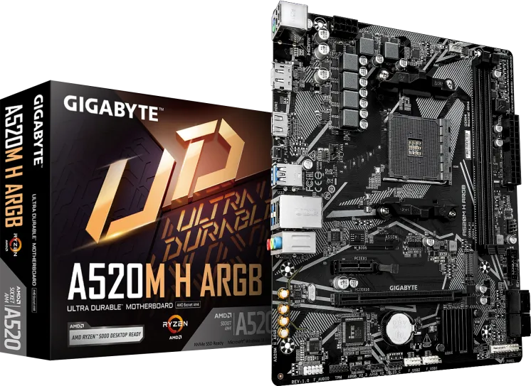 Placa de baza Gigabyte A520M H ARGB, Socket AM4, DDR4, Micro-ATX