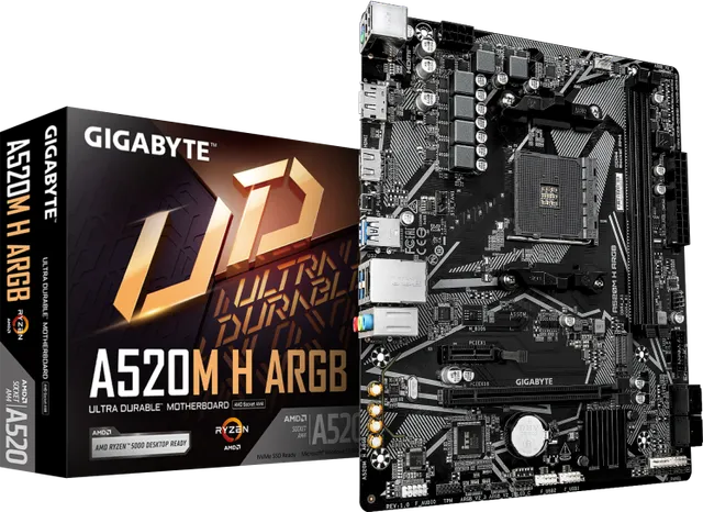 Placa de baza Gigabyte A520M H ARGB, Socket AM4, DDR4, Micro-ATX