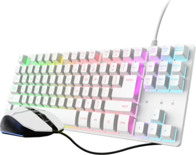 Kit Cu fir tastatura si mouse Trust GXT 798TW, Alb