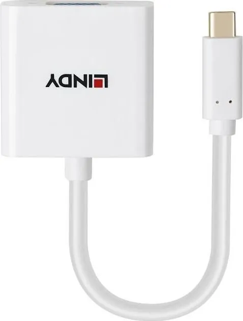 Cablu Lindy USB Type C to VGA Converter, USB C/ VGA (D-Sub), 0.1 m, Alb