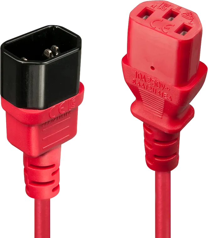 Cablu Lindy IEC Extension Cable, IEC C14/ C13, 0.5m, rosu