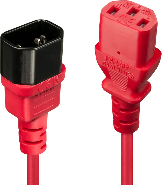 Cablu Lindy IEC Extension Cable, C14/ C13, 2m, rosu