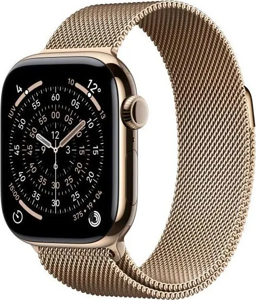 Apple Watch Series 11 GPS + Cellular 42mm Gold Titanium Case with Gold Milanese Loop