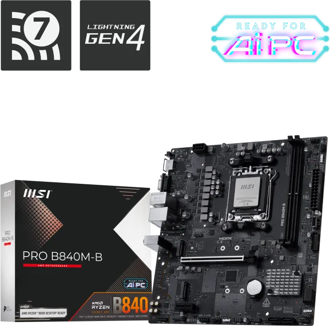 Placa de baza MSI PRO B840M-B, Socket AM5, DDR5, Micro-ATX