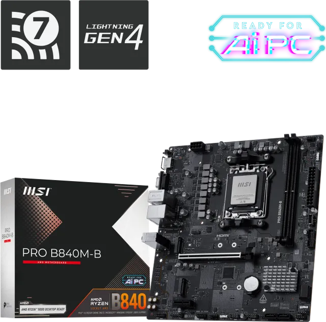 Placa de baza MSI PRO B840M-B, Socket AM5, DDR5, Micro-ATX