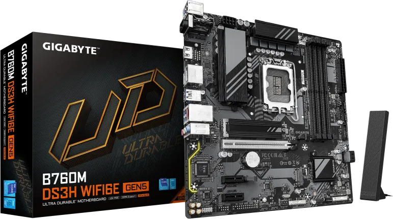 Placa de baza Gigabyte B760M DS3H WIFI6E GEN5, Socket 1700, DDR5, Micro-ATX