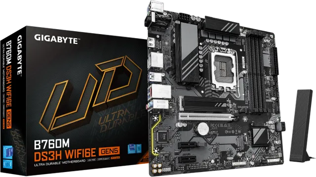 Placa de baza Gigabyte B760M DS3H WIFI6E GEN5, Socket 1700, DDR5, Micro-ATX