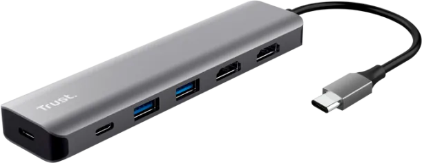 Hub USB Trust Dalyx, USB-C, 6 porturi, HDMI, Gri