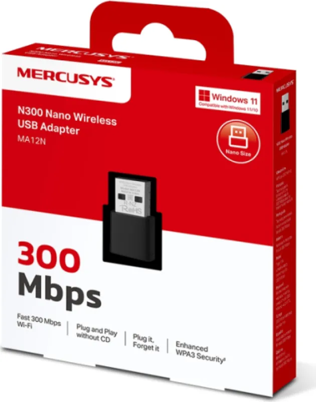 Adaptor Wireless Mercusys N300, WIFI 4, Mesh, Single Band