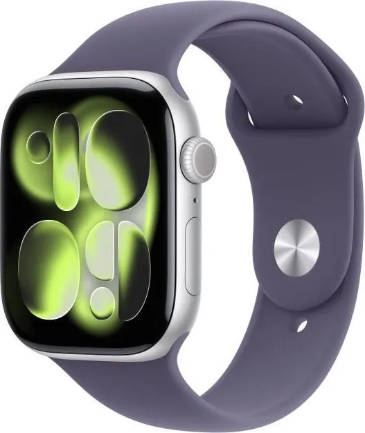 Apple Watch Series 11 GPS 46mm Silver Aluminium Case with Purple Fog Sport Band - S/M