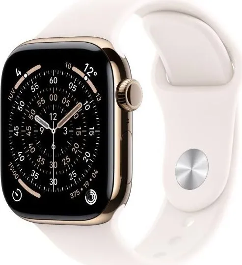 Apple Watch Series 11 GPS + Cellular 46mm Gold Titanium Case with Light Blush Sport Band - M/L