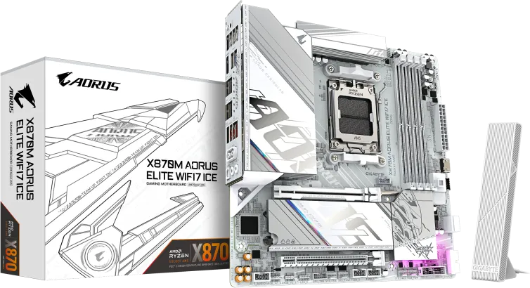 Placa de baza Gigabyte X870M Aorus Elite WIFI7 ICE, Socket AM5, DDR5, Micro-ATX