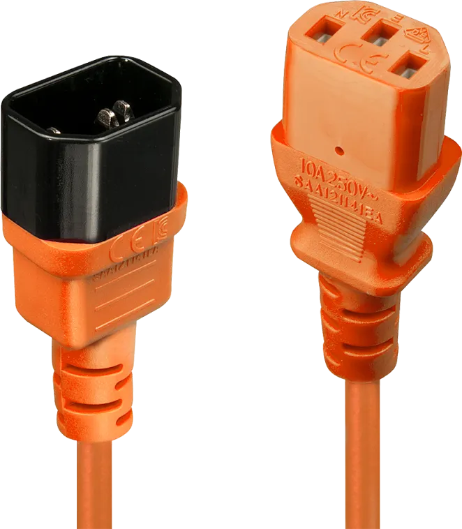Cablu Lindy IEC Extension Cable, C14/ C13, 0.5m, portocaliu