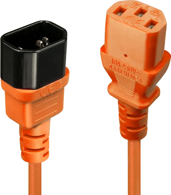 Cablu Lindy IEC Extension Cable, C14/ C13, 0.5m, portocaliu