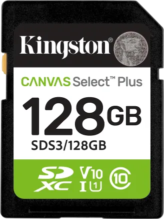 Card de memorie Kingston Canvas Select Plus Gen3 SDXC, 128 GB, Class 10