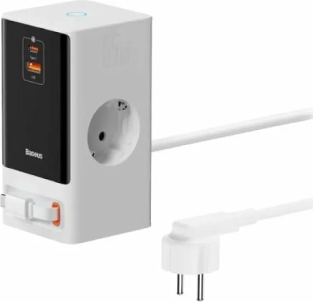Incarcator retea Baseus PowerCombo Powerstrip, 65 W, 4 porturi, Alb