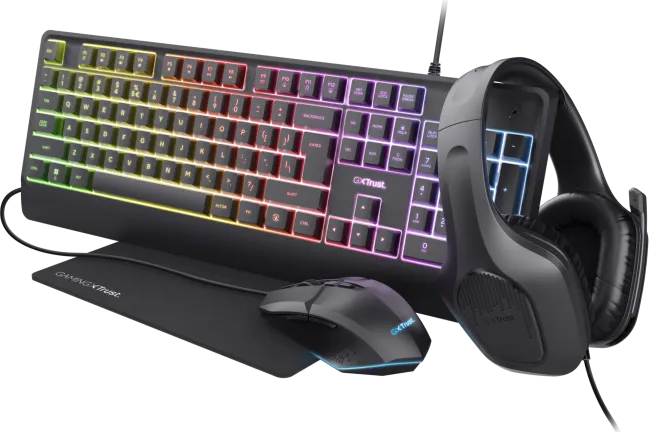 Kit Gaming Trust GXT 792 Quadrox, USB, Negru, EN US