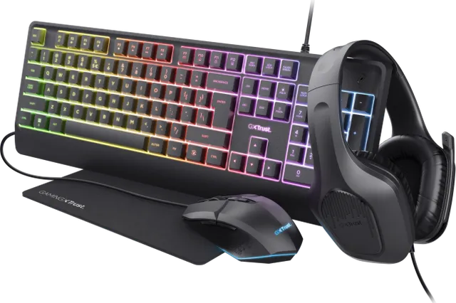 Kit Gaming Trust GXT 792 Quadrox, USB, Negru, EN US