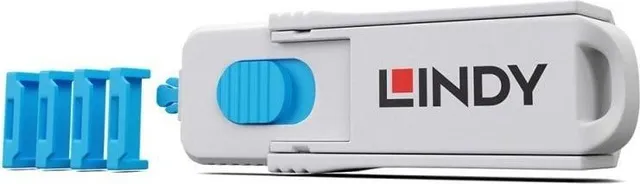 Cablu Lindy HDMI Port Blocker Kit, HDMI/ HDMI, sub 1 metru, Albastru