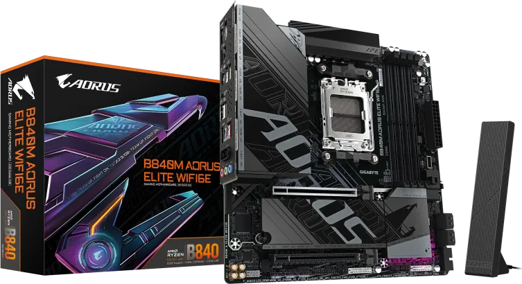 Placa de baza Gigabyte B840M Aorus Elite Wifi6E, Socket AM5, DDR5, Micro-ATX