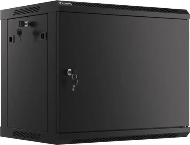 Dulap rack de perete 19", 9U, 600x450 mm, pentru asamblare, cu usa metalica, negru