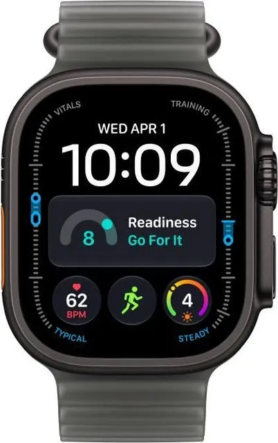 Apple Watch Ultra 4 GPS + Cellular 49mm Black Titanium Case with Translucent Black Ocean Band