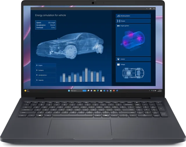Laptop Business DELL Pro Max 16 MC16255, cu procesor Ryzen AI 7 PRO 350, 16'' WVA, 32 GB LPDDR5x, 512 GB