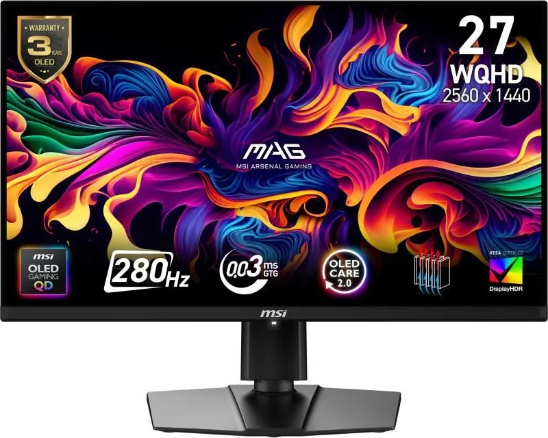 Monitor Gaming MSI MAG 271QP QD-OLED X28, 26.5", 2560 x 1440 pixeli, Black